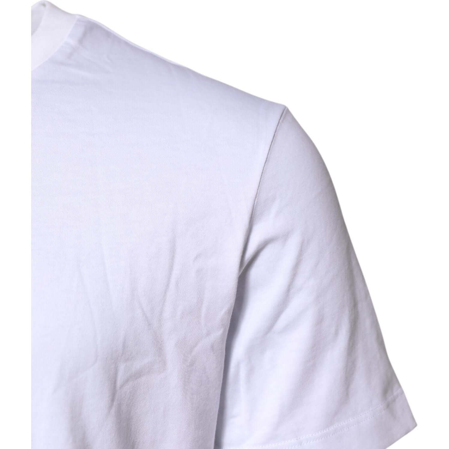 Dolce & Gabbana White Logo Embroidery Crew Neck T-shirt