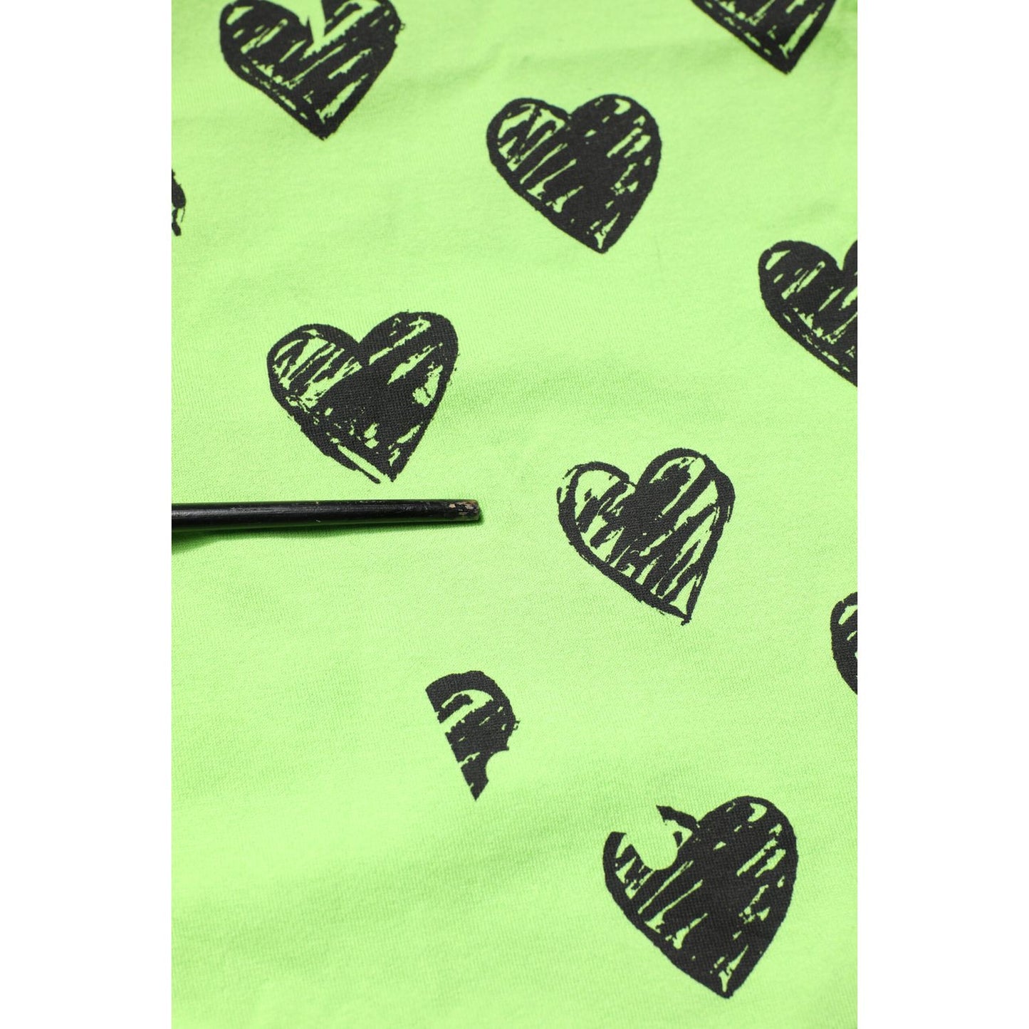 Dolce & Gabbana Green Heart Print Cotton Crew Neck T-shirt