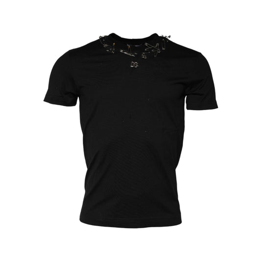Dolce & Gabbana Black Logo Embellish Short Sleeves T-shirt