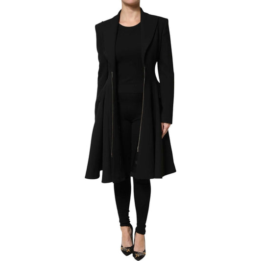Les Hommes Black Polyester Single Breasted Trench Coat Jacket JKT41302-40