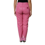 Dolce & Gabbana Pink Tattered Mid Waist Tapered Denim Jeans