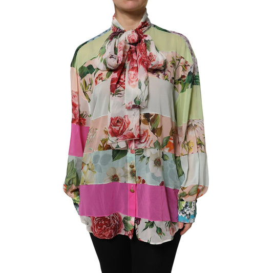 Dolce & Gabbana Multicolor Floral Patchwork Long Sleeves Top