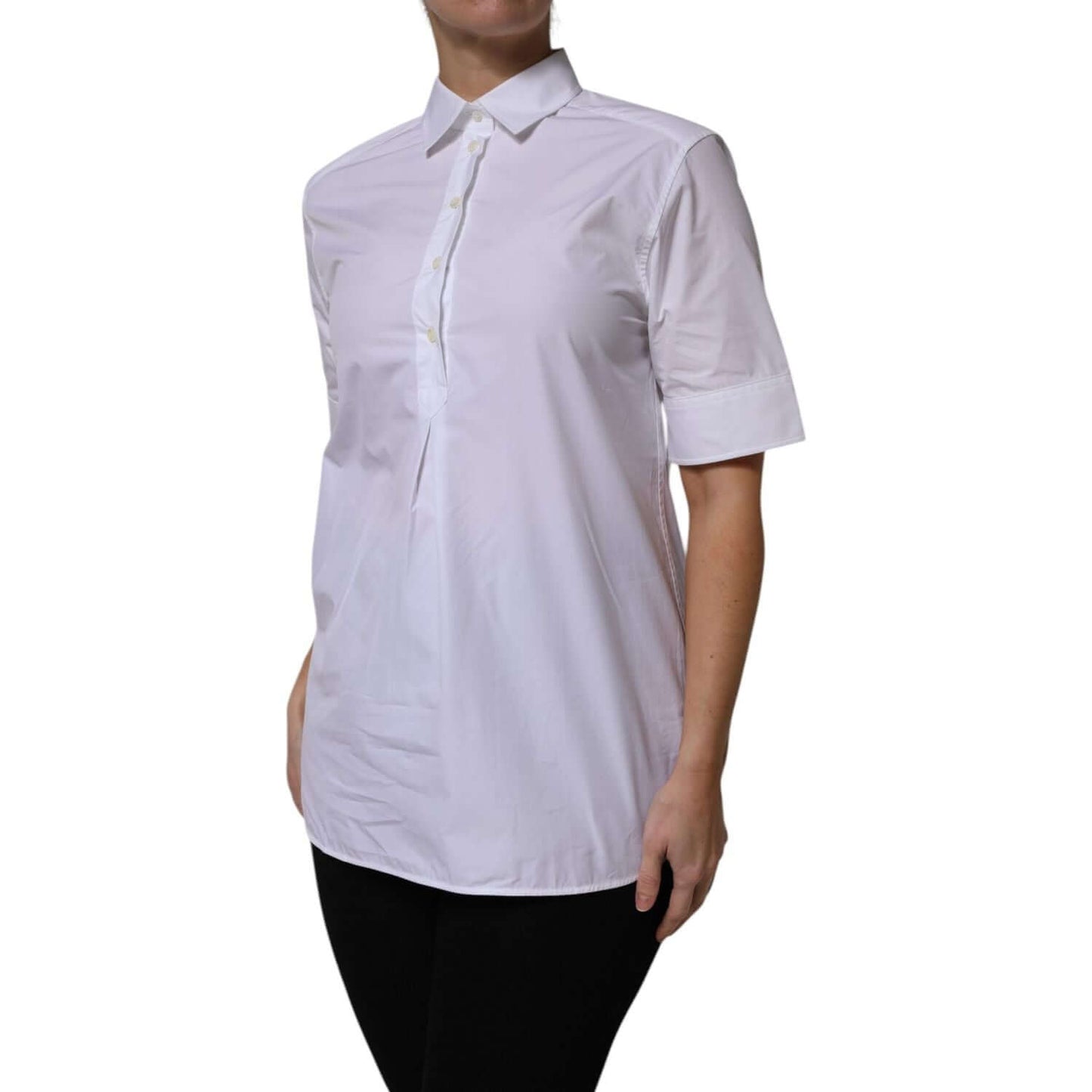 Dolce & Gabbana White Cotton Short Sleeves Collared Polo Top TSH878624-38