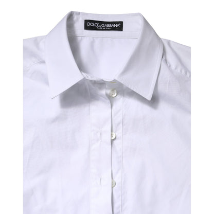 Dolce & Gabbana White Cotton Short Sleeves Collared Polo Top