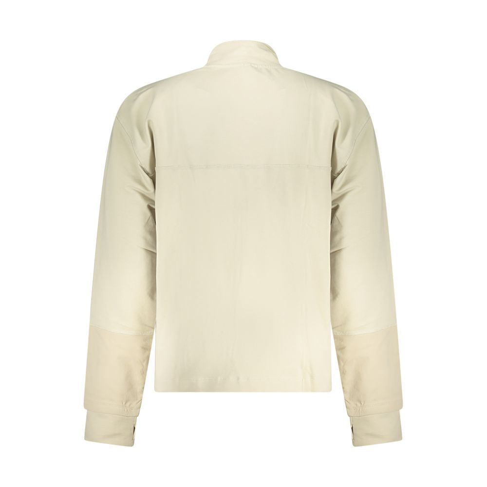Guess Jeans Beige Cotton Men Sweater back view showcasing long sleeves and sleek design.