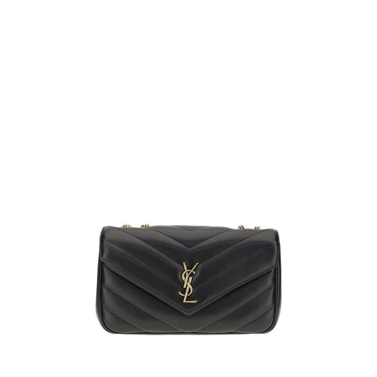 Saint Laurent Black Calf Leather Bos Taurus Shoulder Bag with quilted design and brass logo