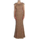Dolce & Gabbana Pink Floral Lace Full Length Sheath Dress NOC10122-1