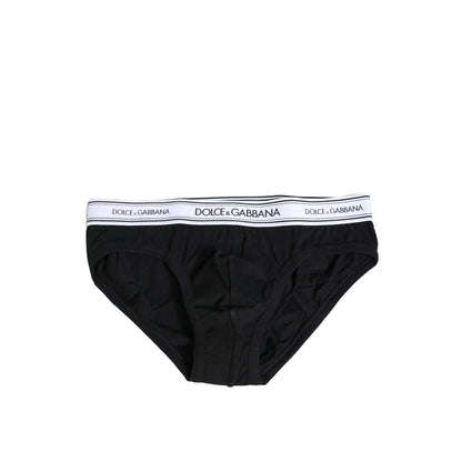 Dolce & Gabbana Black Cotton Stretch Regular Brief Underwear
