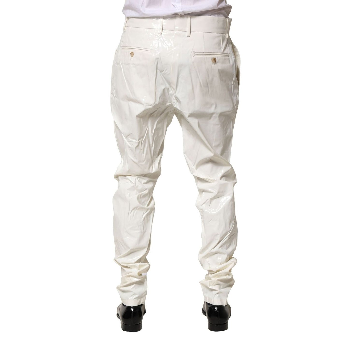 Dolce & Gabbana White Nylon Tapered Dress Men Pants PAN76447-46