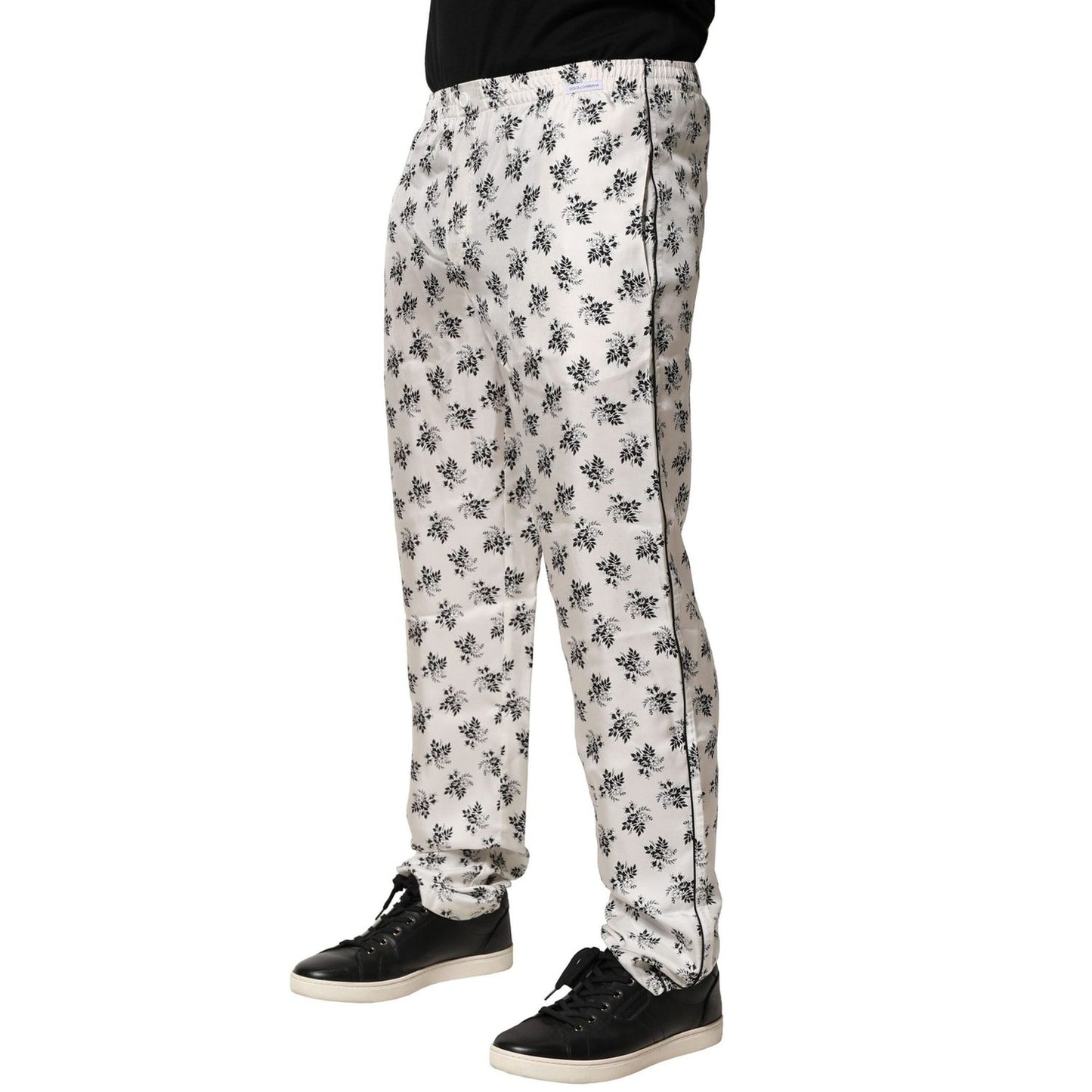 Dolce & Gabbana White Floral Silk Casual Lounge Pants PAN76472-3
