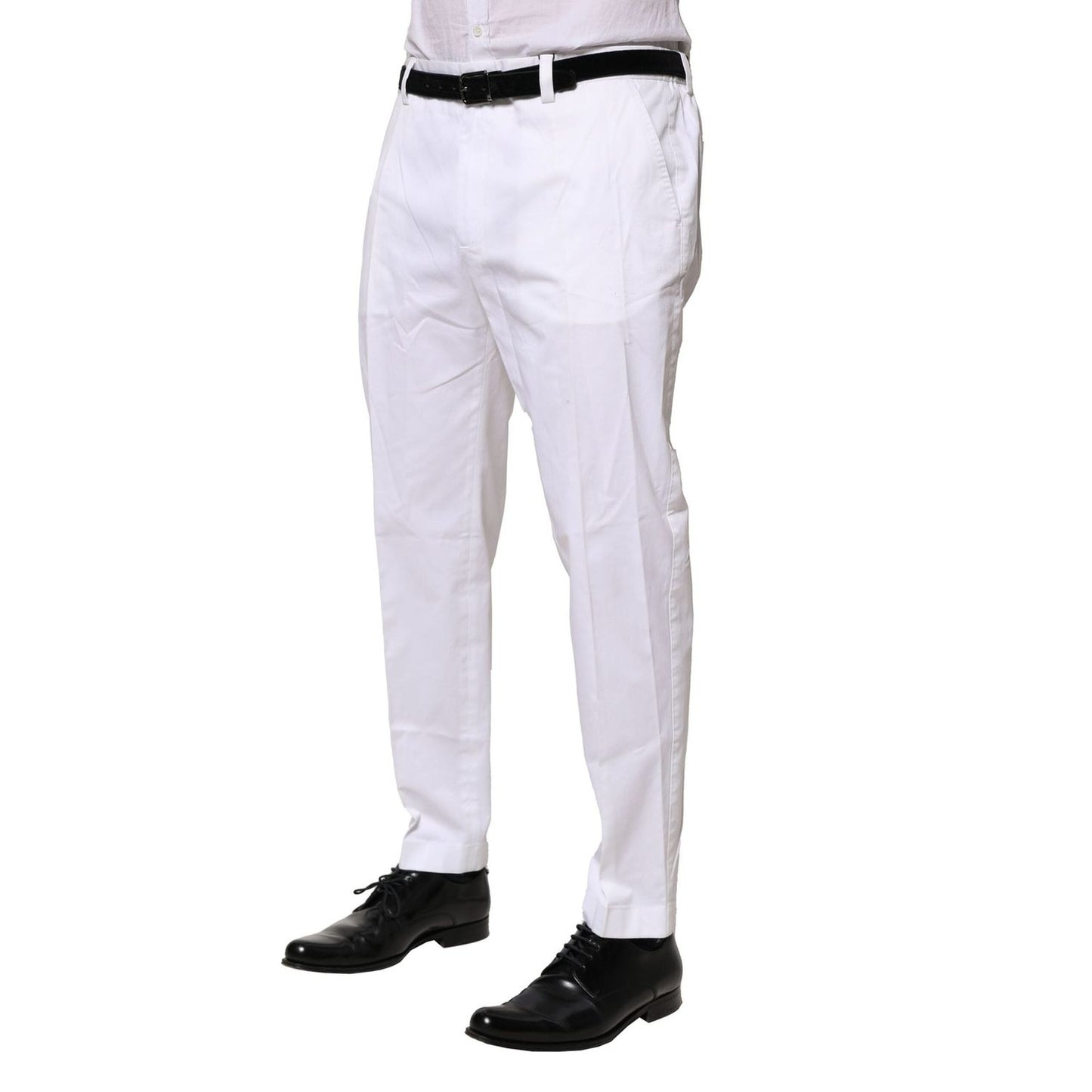 Dolce & Gabbana White Cotton Dress Slim Formal Pants PAN76477-52