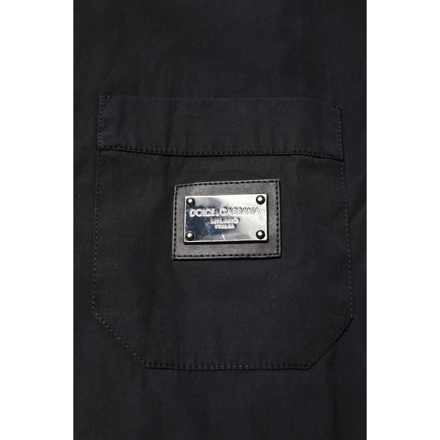 Dolce & Gabbana Black Cotton Short Sleeve Buttoned Casual Shirt