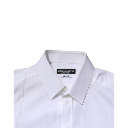 Dolce & Gabbana White GOLD Long Sleeves Dress Formal Shirt