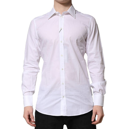 Dolce & Gabbana White Cotton Long Sleeves GOLD Formal Shirt