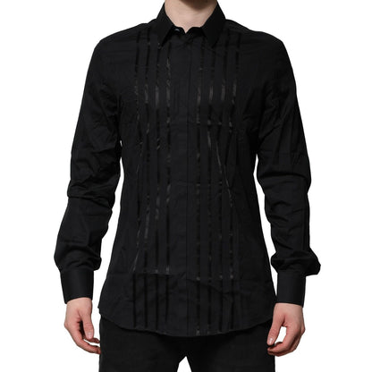 Dolce & Gabbana Black Cotton GOLD Mens Dress Formal Shirt