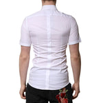 Dolce & Gabbana White Cotton Short Sleeves GOLD Casual Shirt TSH906796-37