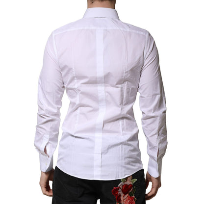 Dolce & Gabbana White Cotton GOLD Long Sleeves Formal Shirt