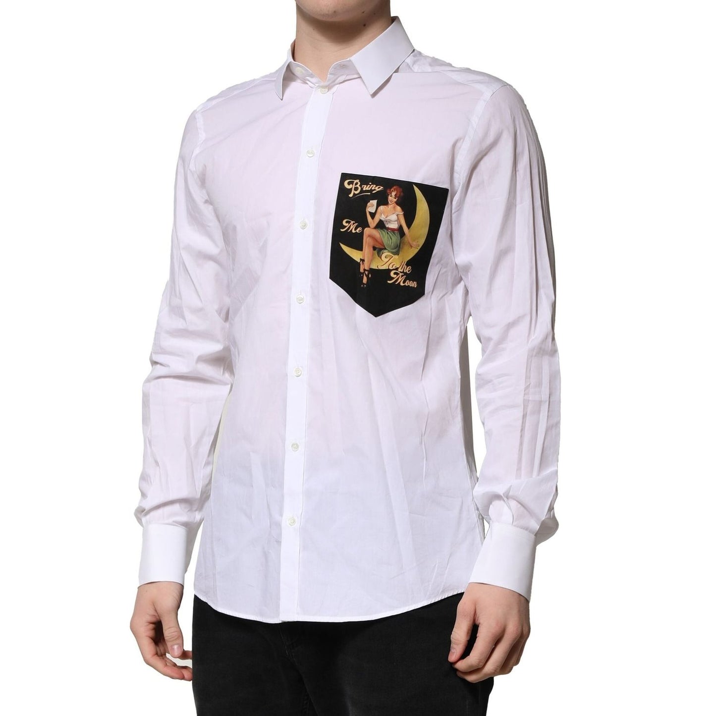 Dolce & Gabbana White MARTINI Long Sleeves Men Formal Shirt TSH906826-40