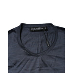 Dolce & Gabbana Dark Blue Silk Crew Neck Sweatshirt Sweater