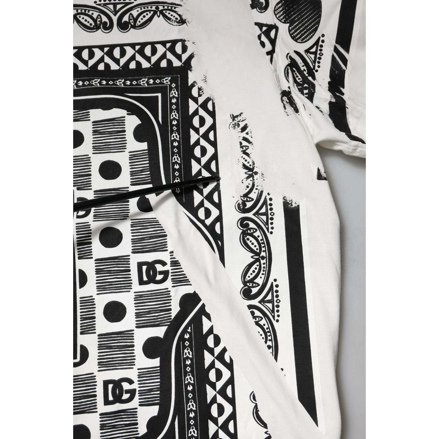 Dolce & Gabbana White Bandana Cotton Men Crew Neck T-shirt