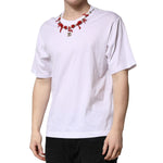 Dolce & Gabbana White Embellished Cotton Crew Neck T-shirt TSH90705-50