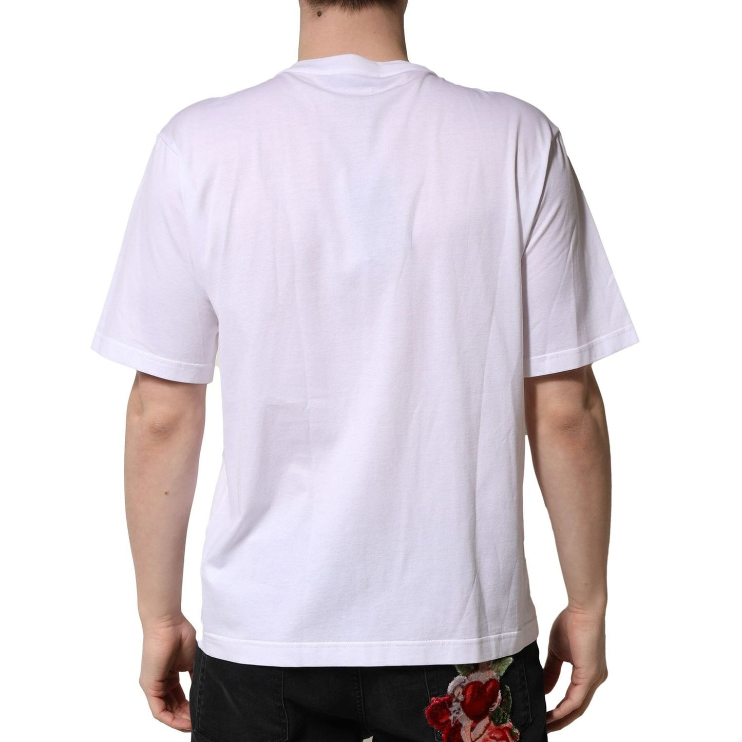 Dolce & Gabbana White Embellished Cotton Crew Neck T-shirt TSH90705-50