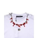 Dolce & Gabbana White Embellished Cotton Crew Neck T-shirt TSH90705-50