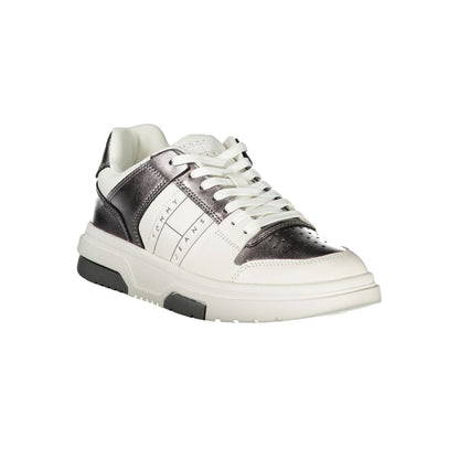 Tommy Hilfiger White Polyethylene Women Sneaker with silver details, perfect for fashion-forward style and comfort.
