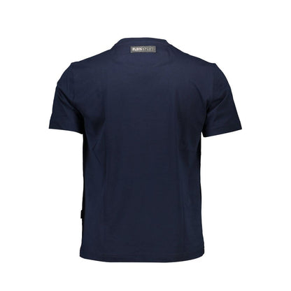 Plein Sport Blue Cotton Men T-Shirt, back view showing logo on the premium short-sleeved design.