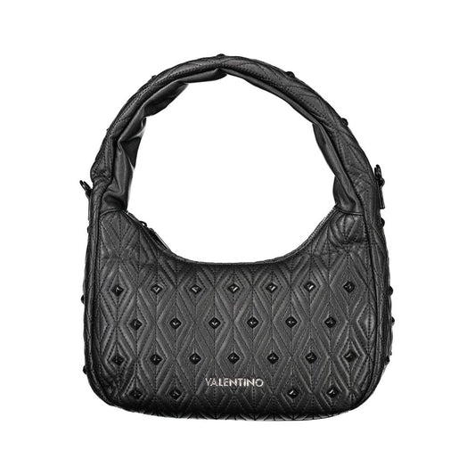 Mario Valentino Black Polyethylene Women Handbag with one-handle design, adjustable strap, and signature logo detailing.