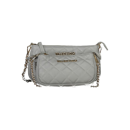 Mario Valentino Gray Polyethylene Women Handbag with removable chain strap and iconic logo