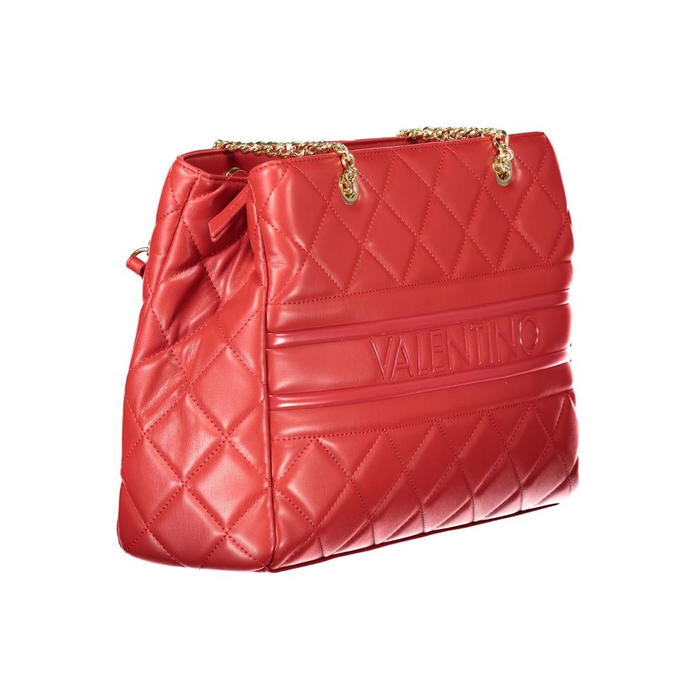 Mario Valentino Red Polyethylene Women Handbag with elegant gold chain and quilted design