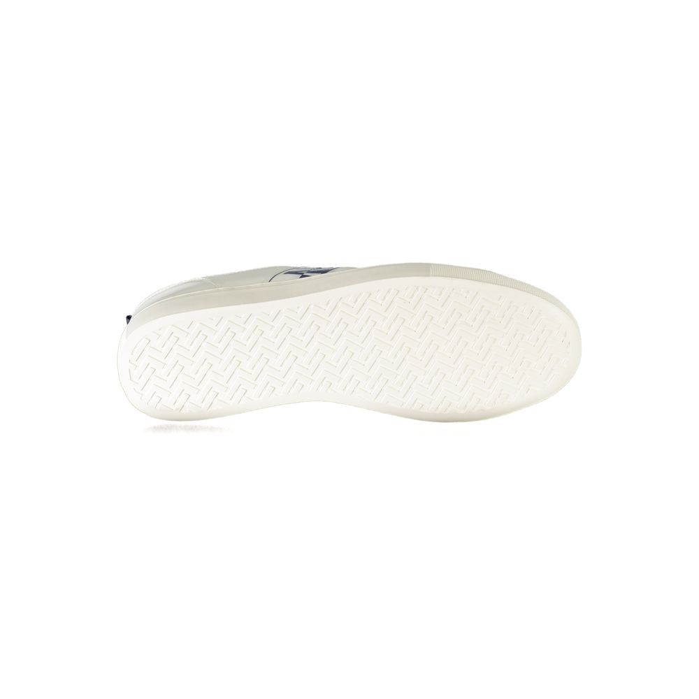 Sole view of Napapijri White Leather Men Sneaker showing detailed tread pattern.