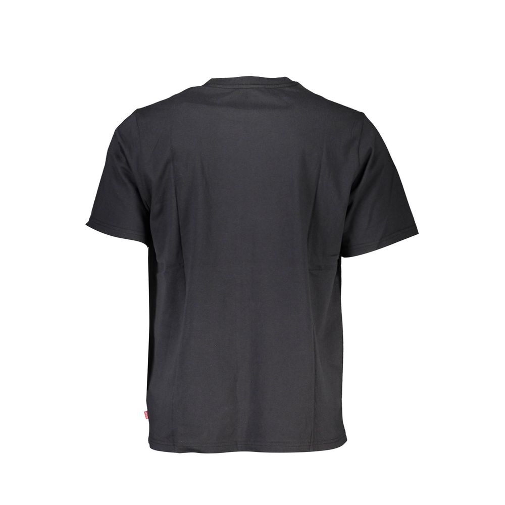 Back view of Levi's Black Cotton Men T-Shirt showcasing simple, classic design, ideal for casual comfort and style.