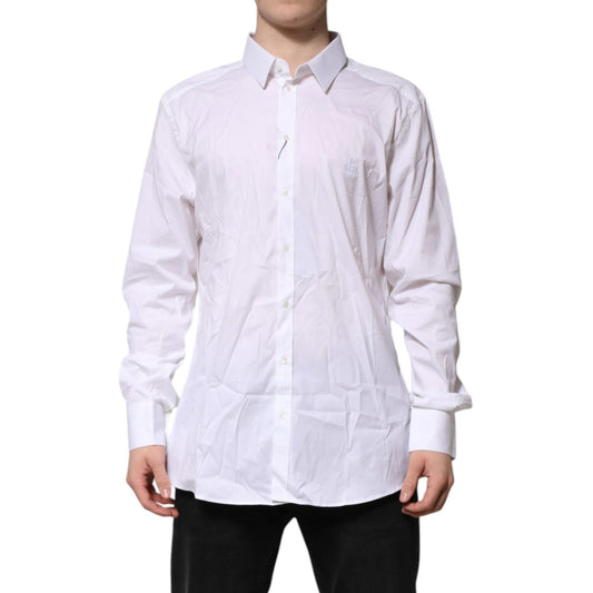 Dolce & Gabbana White Cotton GOLD Long Sleeves Formal Shirt