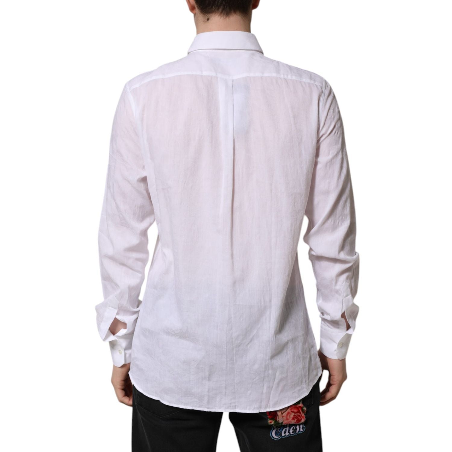 Dolce & Gabbana White Cotton Long Sleeves Collared Formal Shirt