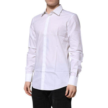 Dolce & Gabbana White Cotton GOLD Long Sleeves Formal Shirt