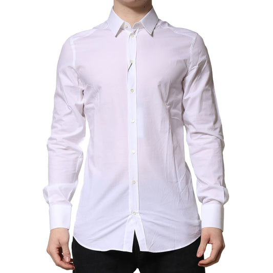 Dolce & Gabbana White Cotton GOLD Long Sleeves Formal Shirt