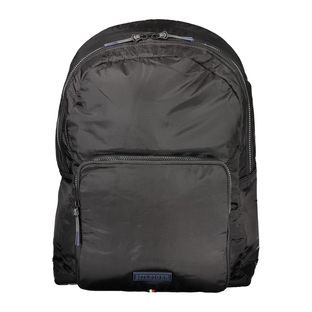 Tommy Hilfiger Black Polyurethane Men Backpack