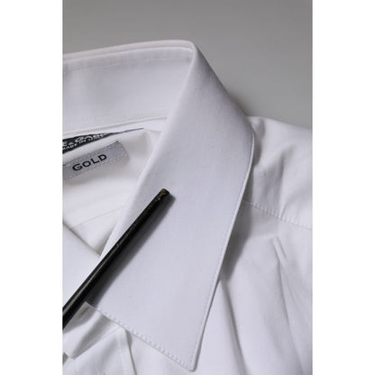 Dolce & Gabbana White GOLD Long Sleeves Dress Formal Shirt