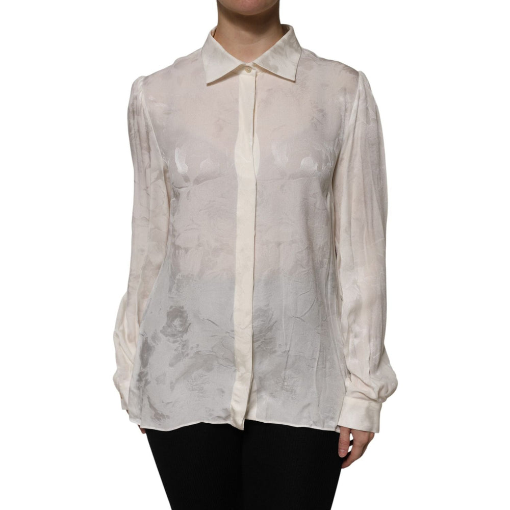 Dolce & Gabbana White Button Down Long Sleeves Blouse Top TSH906732-44