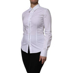 Dolce & Gabbana White Cotton Collared Long Sleeves Blouse Top TSH906744-40