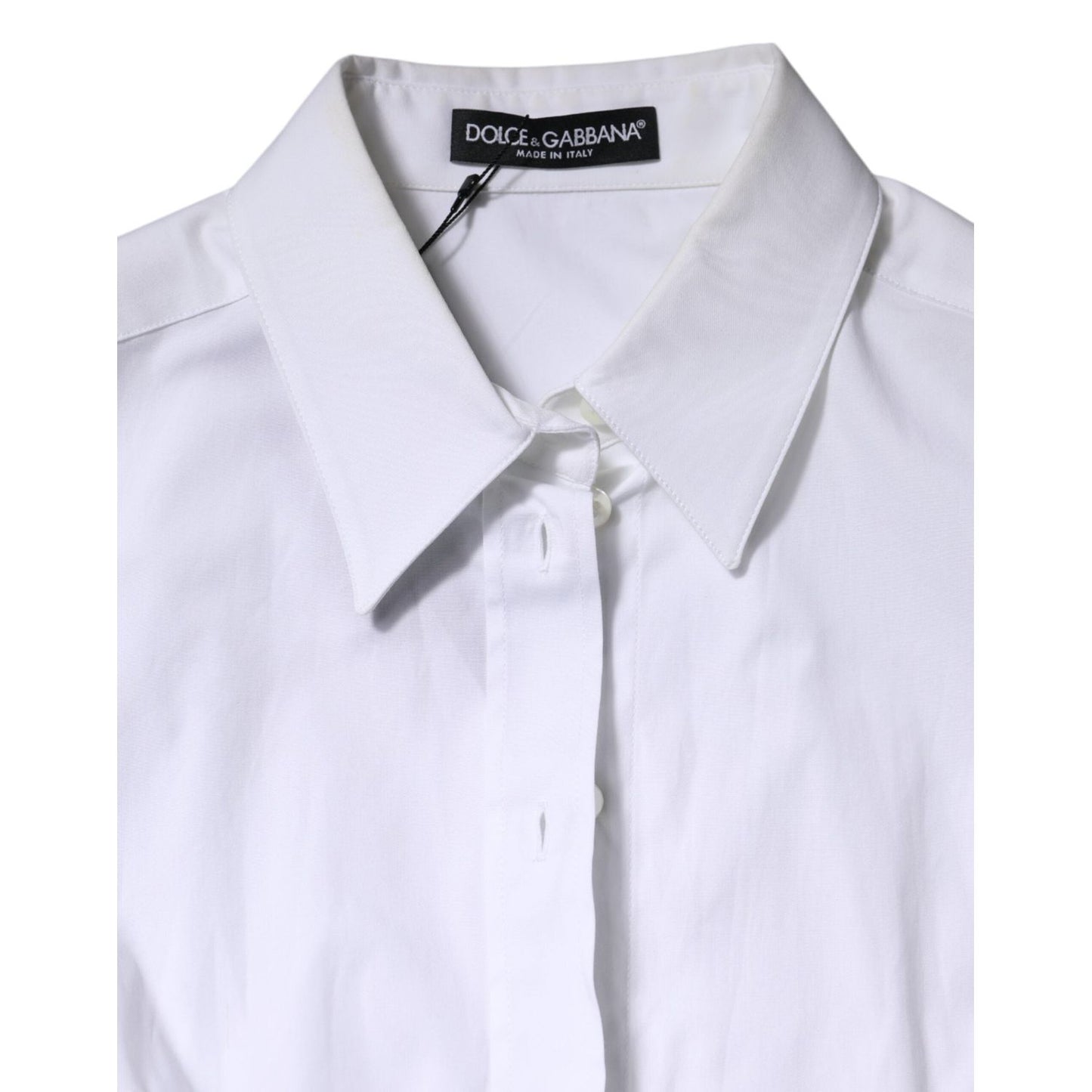 Dolce & Gabbana White Cotton Collared Long Sleeves Blouse Top TSH906744-40