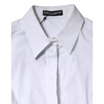 Dolce & Gabbana White Cotton Collared Long Sleeves Blouse Top TSH906744-40