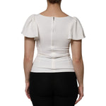 Dolce & Gabbana White Viscose Round Neck Short Sleeves Top TSH906753-38