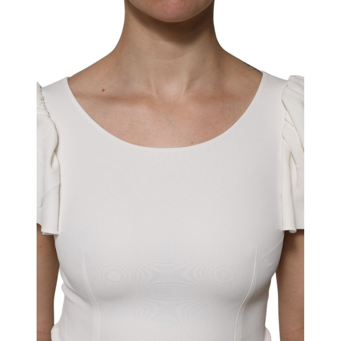 Dolce & Gabbana White Viscose Round Neck Short Sleeves Top TSH906753-38