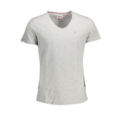 Tommy Hilfiger Brown Cotton Men T-Shirt crafted from organic cotton with a V-neck and embroidered logo, offering comfort and style.