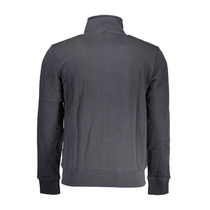 Back view of Napapijri Black Cotton Men Sweater showcasing long sleeves and collar design.