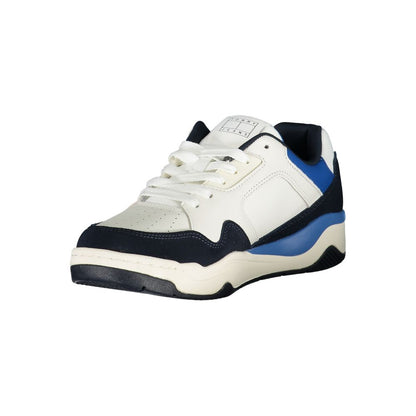 Tommy Hilfiger Blue Polyester Sneaker with laces, contrast details, and logo, perfect sports footwear.