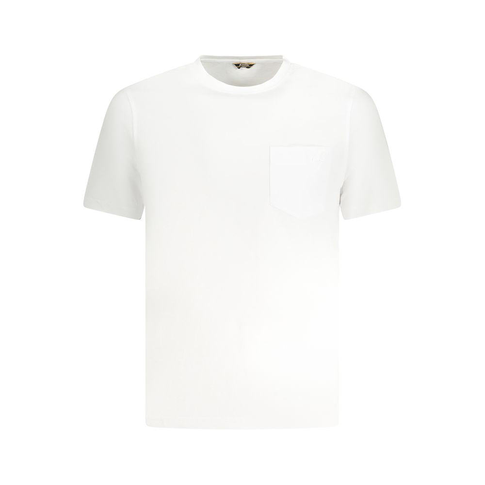 K-WAY White Cotton T-Shirt with short sleeves, crew neck, pocket, and logo application.